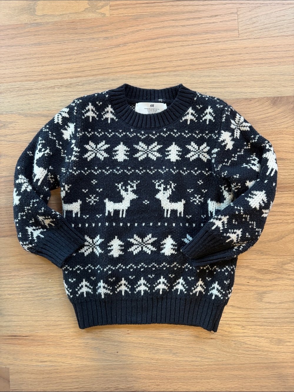 H&M Toddler 3-4Y Navy Fair Isle Reindeer Christmas Sweater